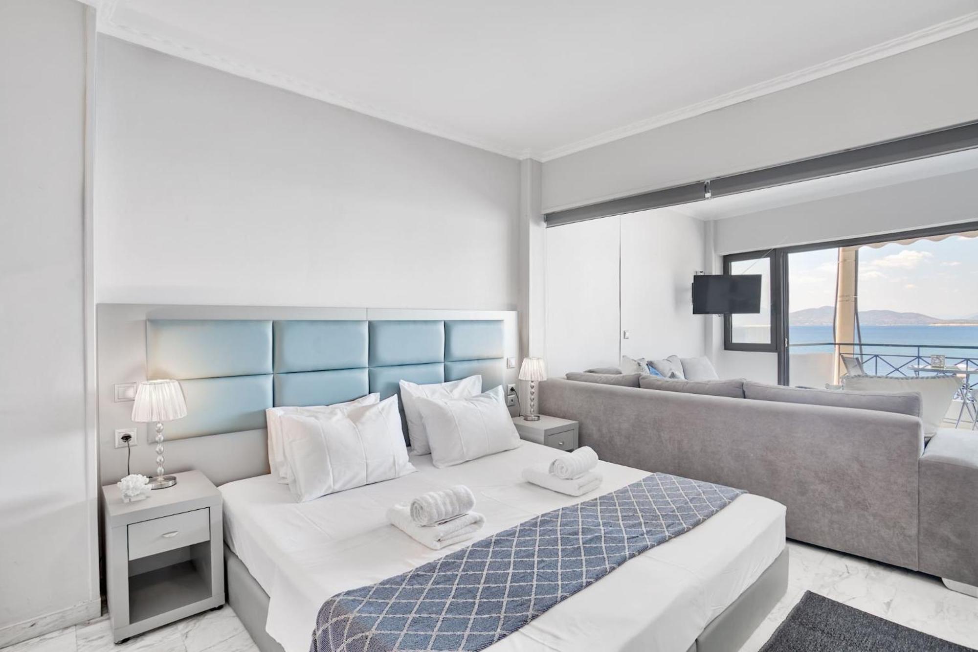 Modern Seaside Oasis In Pireas, Seaview & King Bed Pireu Exterior foto